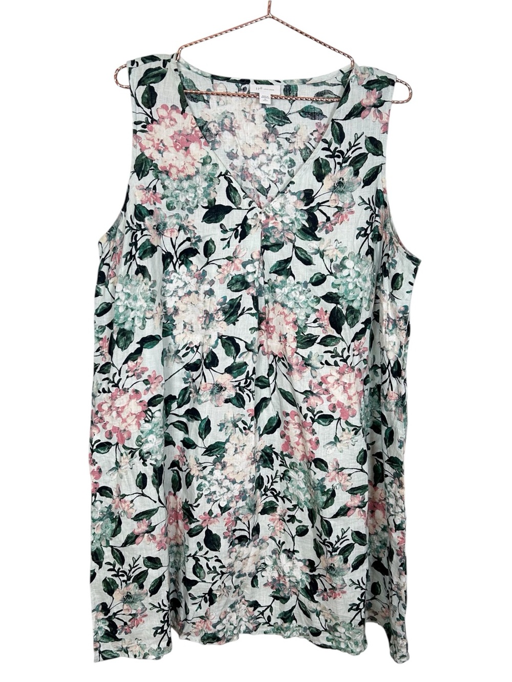 J. Jill Love Linen Floral Sleeveless V-Neck Dress
